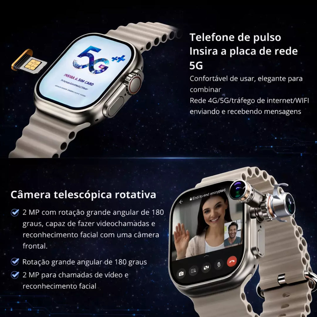 Smartwatch Microwear Ultra 4 Ai 5G 2/16GB Amoled Chip Android Camera Wifi