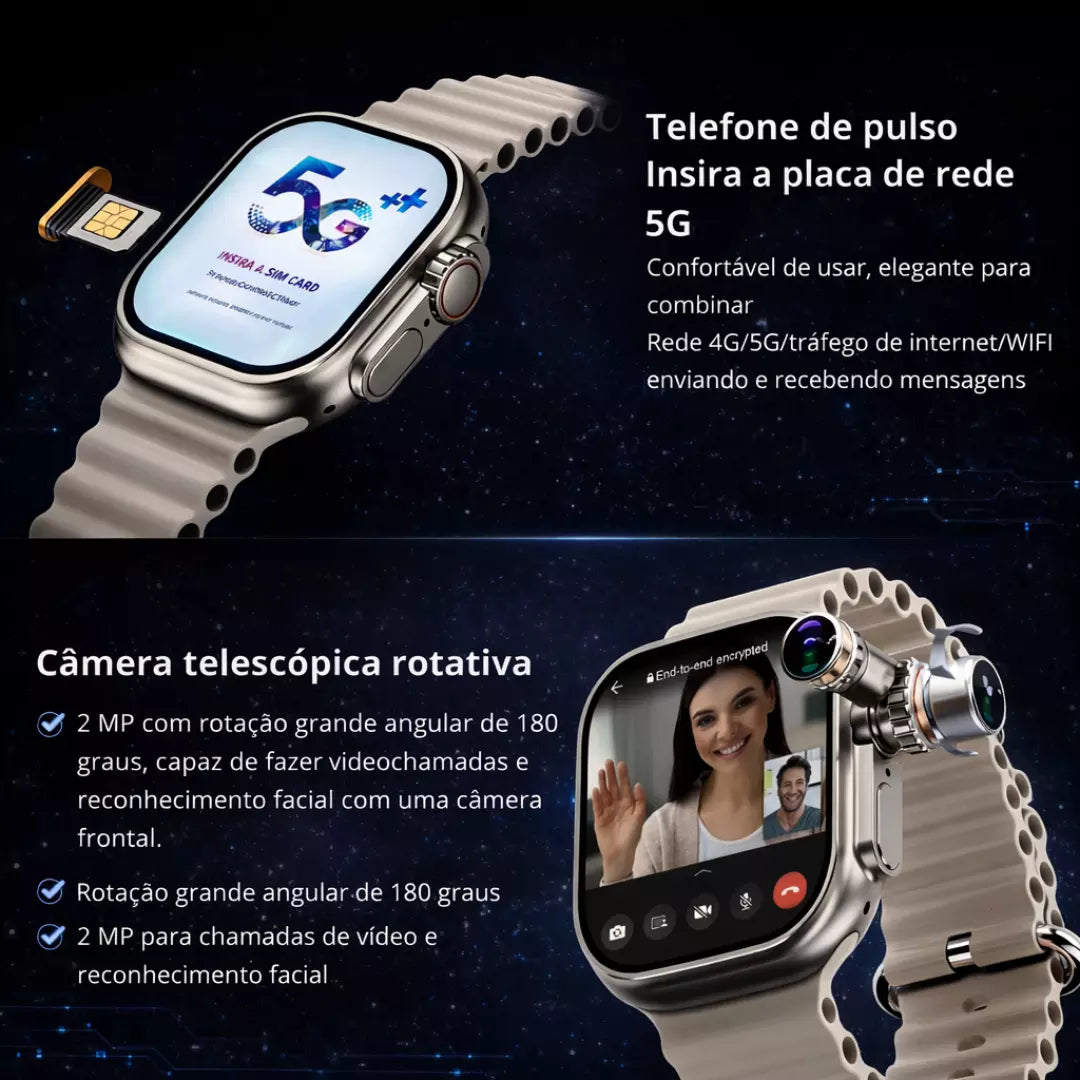Smartwatch Microwear Ultra 4 Ai 5G 2/16GB Amoled Chip Android Camera Wifi