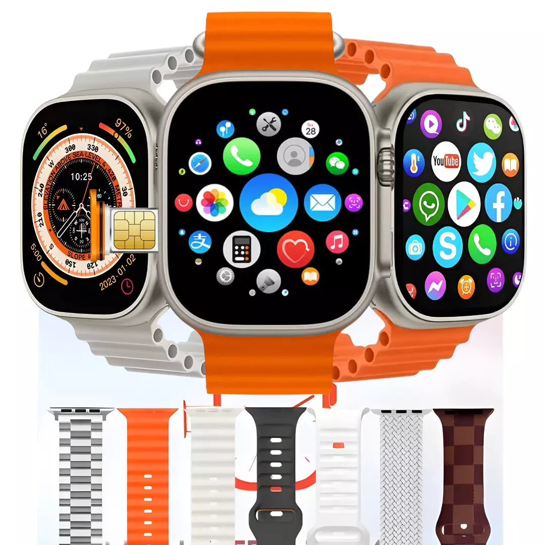 Smartwatch Howear Hw Ultra2 4G 2/64gb 7 Pulseiras Android Amoled 2 Cameras Wifi