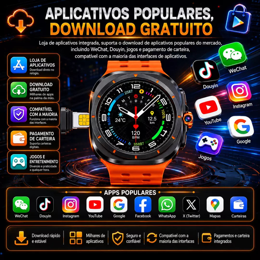 Smartwatch Howear Hw-S12 Call 5G 4/64gb 3 Pulseiras Android Amoled Camera Wifi