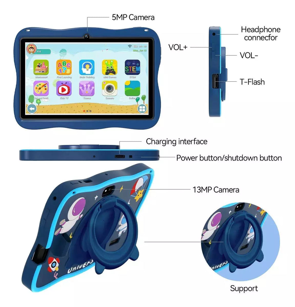 Tablet Infantil Kids Astronauta 6/128GB Com Caneta Touch e Acessorios